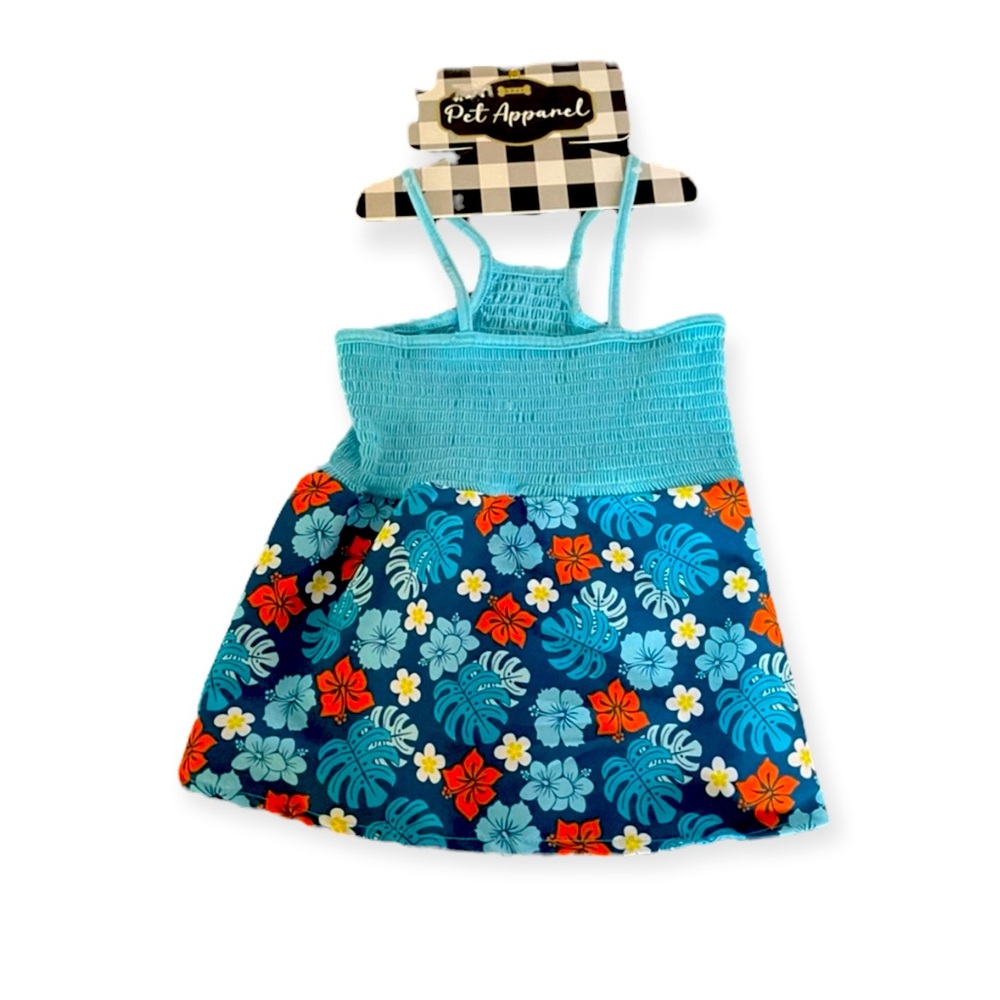 Woof Blue Hawaiian Floral Dog Dress XL Brand New